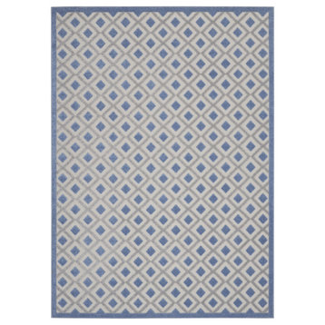 7' X 10' Blue And Gray Geometric Indoor Outdoor Area Rug