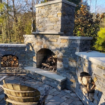 Brighton Natural Thin Stone Veneer Drystack Outdoor Living Fireplace