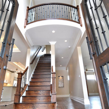 Box Newels with Bending Handrail and Balcony