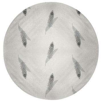 Feather Stripe Spring Chenille Rug, Lunar Gray, 5' Round