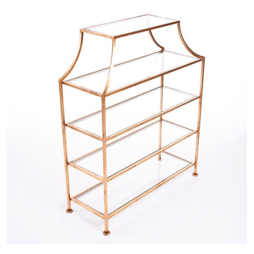 Gold Pagoda Etagere / Table w/Glass Shelves