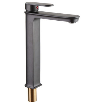 Gray Single Hole Bathroom Faucet Slate Design Tall 11 11/16" Height Modern
