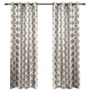 Modo Metallic Geometric Grommet Top Curtain Panels, Natural, 54" X 96", Set of 2
