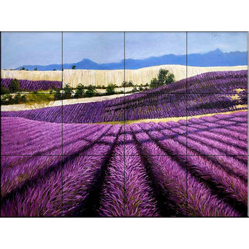 Tile Mural, Tuscan Lavender by Malenda Trick