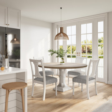 Tannen 59"W Round White and Gray Dining Set