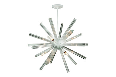 White Sputnik Chandelier with Murano Crystals