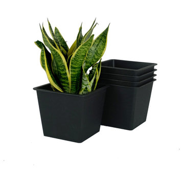 Catleza Square Nursery Plant Pot - Garden Plastic Pots with Drainage (5-Pack), Large