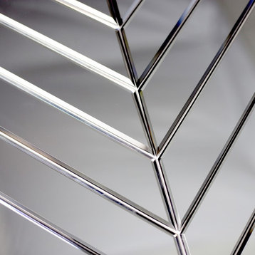 Diamond Grade Glass Mirror 4x12 Beveled Chevron Decorative Tile-Peel & Stick