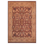 Bareens Designer Rugs - Antique Vegetable Dyed Tabriz Aubergine/Tan Wool Rug - 8'0'' x 10'2'' - Designed with mesmerizing intricacy and gorgeous color palette, this hand-knotted masterpiece demonstrates the beauty and electrifying thrill of Pak Persian art. These meticulously hand-knotted Pak-Persian rug is made with pure wool and features breathtaking traditional, transitional, and tribal designs in bold luxurious color pallets. Known for their intricate designs these rugs are a reproduction of Persian rugs, made in Pakistan with unique Mughal designs. Made by master weavers using the same Persian texture, design and dying technique, we wanted to produce the most significant manifestation of Persian art, life, and culture. This rug is most famous for its exceptional quality, incredible designs, patterns, and vibrant rich color. Pak-Persian rugs made with Persian weave with high knot counts, which enables the high intricacy and detail found in the patterns are also referred to as "State of art", each color adds a rich beautiful detail in the artwork of this rug. The design, color, and beautiful chromatic composition with a vibrant sheen with intricate designs, exude beauty, elegance, and quality make this rug a masterpiece of its own.