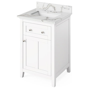 Chatham 24" White Single Undermount Sink Vanity With Quartz Top