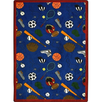 Games People Play, Gaming And Sports Area Rug, Multicolored-Sport, Blue