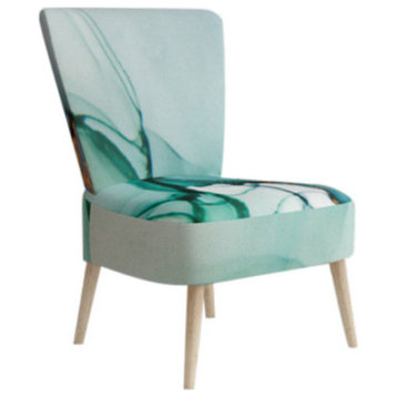 Turquoise And Green Marble Waves Chair, Side Chair