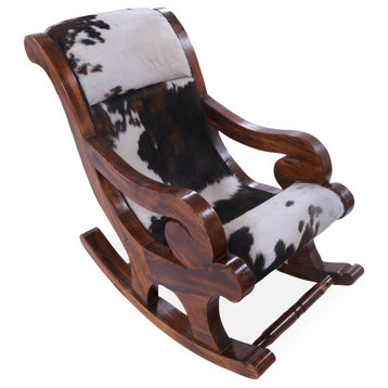 Hair-On Cowhide Wooden Handcrafted Rocking Chair RC129-FC