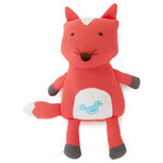 The Little Acorn - Fox Knit Toothfairy Pillow, Orange and Red - A Charming shaped decorative tooth-fairy pillow good for Girls or Boys. Our Fox shaped pillow is knitted of orange colored soft 100% cotton yarn. Fox is carefully crafted with 3-D arms, legs, ears and a white tipped tail, which babies love to touch and play with. His best friend Finch is hand appliqued resting on his soft tummy. Tiny pocket on back for treats, love notes for your toddler and tooth fairy rewards. Perfect decor in the nursery and a memorable tooth fairy pillow as little one grows up. Matches the Fox and the Finch collection and coordinates with The Wishing Tree collection, but perfect for any child's room!