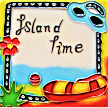 4x4"  Island Time Tile Ceramic Art Tile Drink Holder Coaster