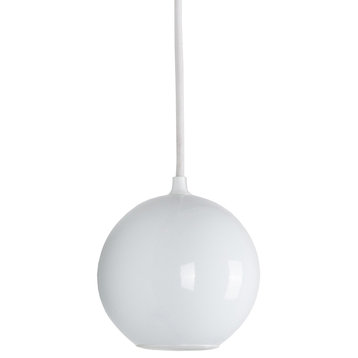 Innermost Modern Boule Pendant, White Polished Globe