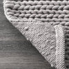 nuLOOM Braided Wool Hand Woven Chunky Cable Rug, Light Gray, 9'x12'