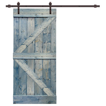 TMS K Series Barn Door With Sliding Hardware Kit, Denim Blue, 42"x84"