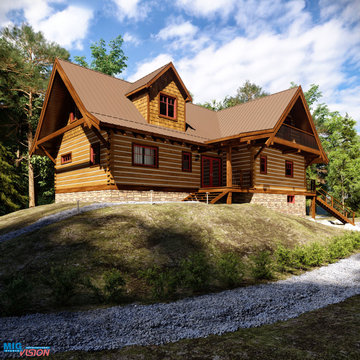 Log Home "Lot-4" Canada, 3D Visualization.