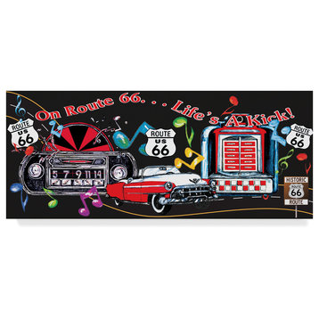 "Route 66 Life's A Kick Sign" by Sher Sester, Canvas Art, 14"x32"
