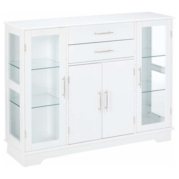 Elias Kitchen Storage Sideboard Buffet Cabinet With Glass Doors, Drawers