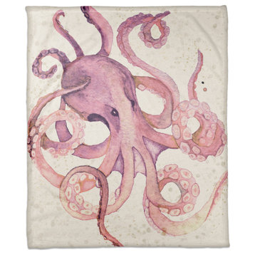 Octo Watercolor Pink 50x60 Throw Blanket