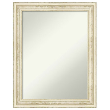 Country White Wash Non-Beveled Wood Bathroom Wall Mirror - 22.5 x 28.5 in.