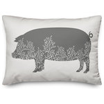 DDCG - Floral Gray Pig 14x20 Lumbar Pillow - With a touch of rustic, a dash of industrial, and a pinch of modern elegance, this throw pillow helps you create a warm and welcoming space in your home. The durable fabric of this item ensures it lasts a long time in your home. The result is a quality crafted product that makes for a stylish addition to your home.