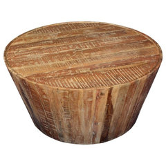 Modern Round Wood Rotating Tray Coffee Table with Storage & Metal Legs in  Natural