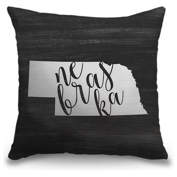 "Home State Typography - Nebraska" Outdoor Pillow 20"x20"