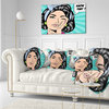 Woman in Comic Style Abstract Portrait Throw Pillow, 12"x20"