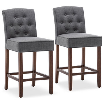 40" Upholstered Barstool Counter Height Dining Chair Set of 2, Gray