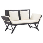 vidaXL - vidaXL Garden Bench With Cushions 69.3" Black Poly Rattan - vidaXL Garden Bench with Cushions 69.3" Black Poly RattanvidaXL Garden Bench with Cushions 69.3" Black Poly Rattan - 46230, This outdoor sun bed/garden bench combines style and functionality, and will become the focal point of your garden or patio. Made of the weather resistant PE rattan, this garden bench is easy to clean, hard-wearing and suitable for daily use. It features a sturdy powder-coated steel frame, making this bench very stable and durable. It can be converted from a bench to a day bed and back again quickly and easily thanks to the adjustable sides. The thickly padded cushion will provide the ultimate comfort and added support. Additionally, thanks to the zipped design, the cushion cover is removable for easy washing. Delivery includes 1 garden bench, 1 seat cushion and 2 pillows. Note: We recommended that you cover the garden bench during rain, snow, frost or other harsh weather to prolong its life span.