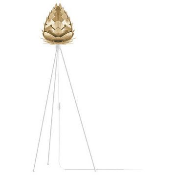 Conia 57" Tripod Floor Lamp, White/Brushed Brass