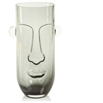 Panyi Smokey Face Glass Vase, 11"