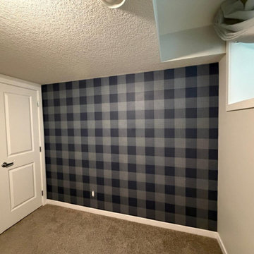 Navy Buffalo Check Basement Bedroom