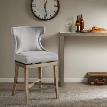 Madison Park Carson Counter Stool With Swivel Seat, Light Gray