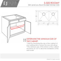 STYLISH 32" x 18" Stainless Steel Low Divider Undermount Kitchen Sink