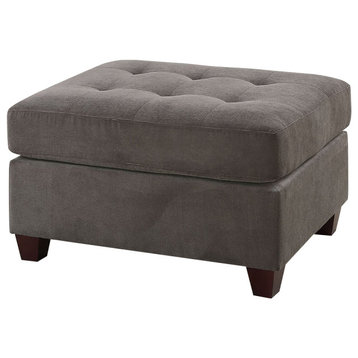 Cocktail Ottoman with Accent Tufting, Charcoal