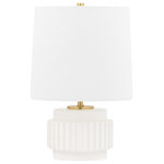 Mitzi by Hudson Valley Lighting - Kalani 1-Light Table Lamp, Matte White, White Belgian Linen Shade - Features: