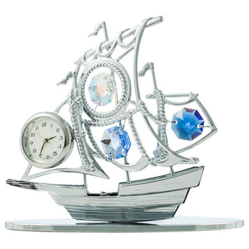 Chrome Plated Silver Sailboat Tabletop Ornament