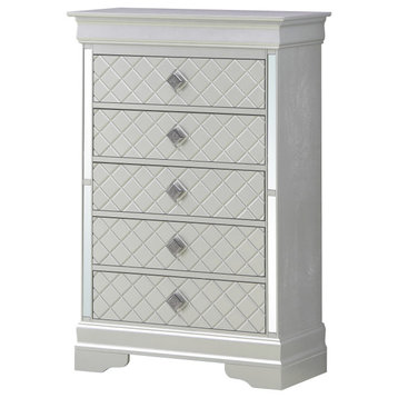 Verona Silver Champagne 5-Drawer Chest of Drawers (31 in. L X 16 in. W X 48...