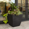 Modern Planter, Molded Plastic Construction With Overflow Drainage Hole, Black