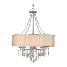 Echelon 5-Light Chandelier, Chrome With Bridal Veil Shade, Chrome