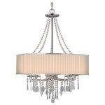 Golden Lighting - Echelon 5-Light Chandelier, Chrome With Bridal Veil Shade, Chrome - Cultured and classy, Golden Lighting's Echelon collection beautifully adorns the well-appointed modern or transitional home. Distinctly feminine with a Bridal Veil shade, chic tones of cream and ecru glow softly, gracefully gilding the room with style. Accessorizing the collection, diverse geometric crystals and a polished Chrome finish glisten and sparkle, elevating the look of high fashion design. This 5 light chandelier creates a stylish focal point and is comfortably sized for intimate dining and living areas.