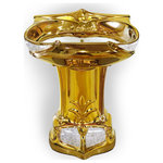 Maison De Philip - Baroque style Decorative Toilet + Pedestal Lavatory, Lavatory - A beautiful symmetrical design, this distinctive gold and white toilet and matching Pedestal Lavatory serves as a unique, yet functional addition to your bathroom.