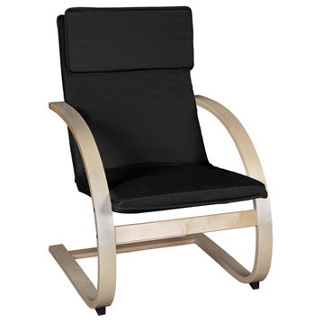 Mia Bentwood Reclining Chair, Natural/Black