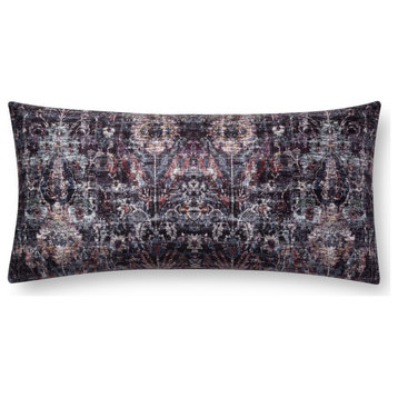 12"x27" Abstract Black / Multi  Decorative Throw Pillow by Loloi, 12"x27" Cover