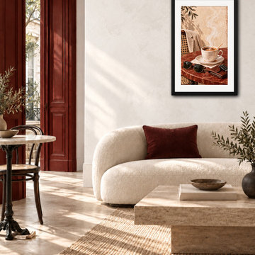 Back in Five Framed Art in a Mediterranean Living Room