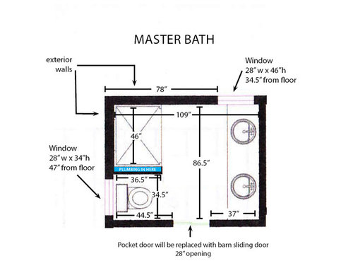 master bathroom layout dimensions